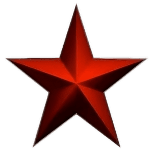 A red star with a silver border around it.