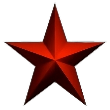 A red star with a silver border around it.